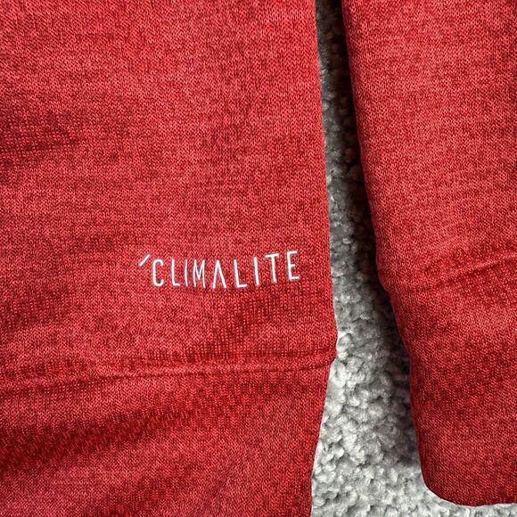 Adidas Sweatshirt Men's Medium Red 1/4 Zip Long Sleeve Pullover Performance - Picture 4 of 12